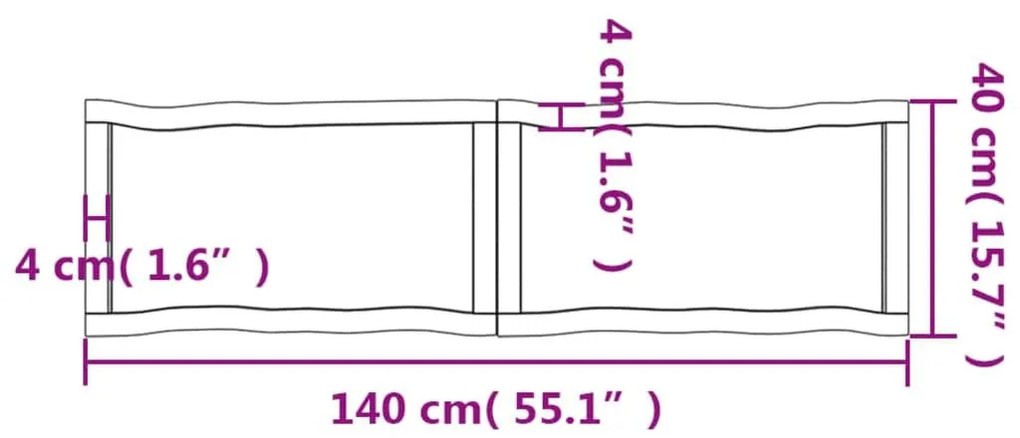 Επιφ Τραπεζιού Αν Καφέ 140x40x(2-4)εκ.Ακατέργ. Μασίφ Ξύλο Δρυός - Καφέ