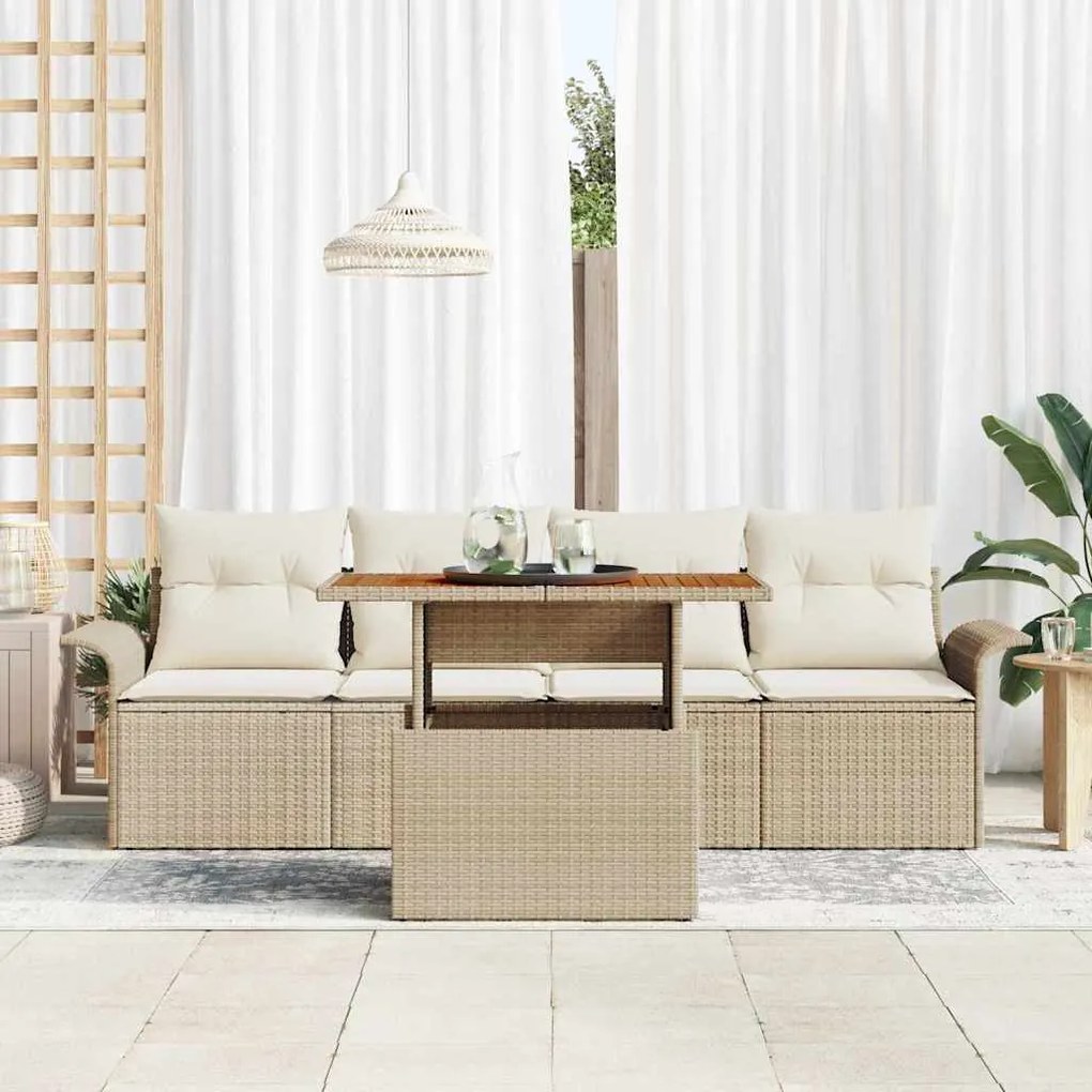 vidaXL Σετ Καναπέ Κήπου 5 pcs μπεζ και κρεμ 100 x 55 x 73 εκ