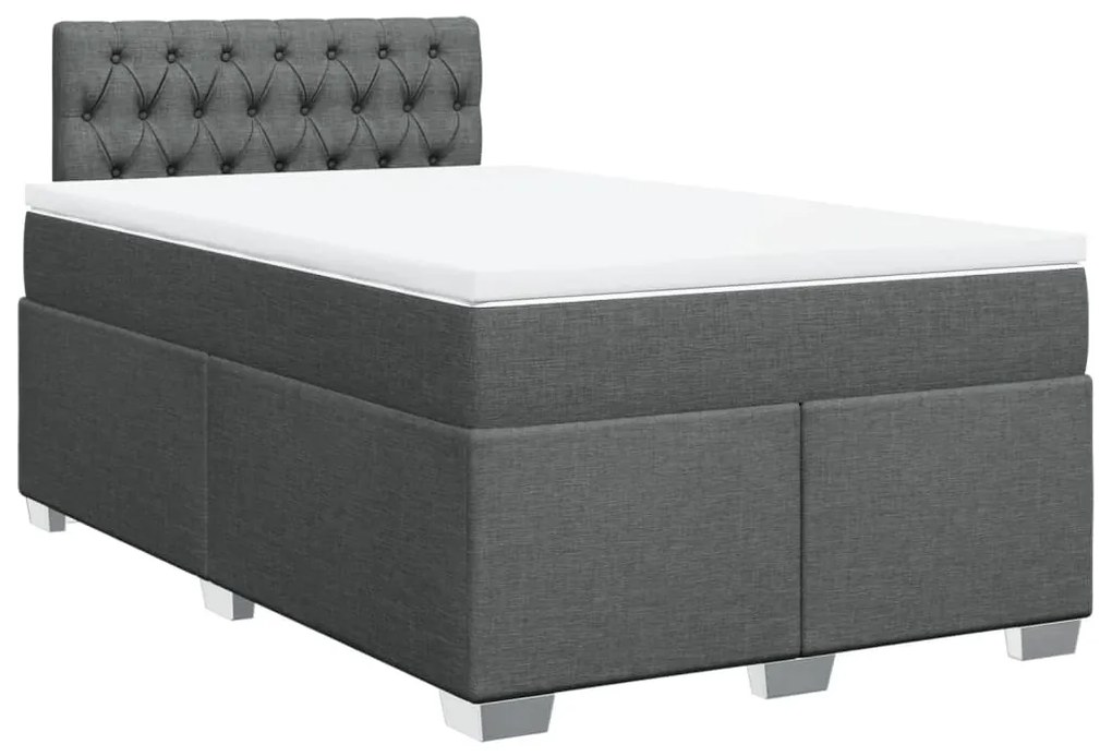 vidaXL Κρεβάτι Boxspring με Στρώμα Σκούρο Γκρι 120x200 εκ. Υφασμάτινο