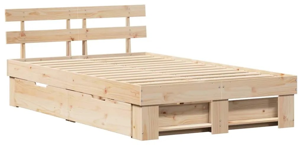 vidaXL Σκελετός Κρεβατιού Καφέ 135 x 190 cm Μασίφ ξύλο πεύκου