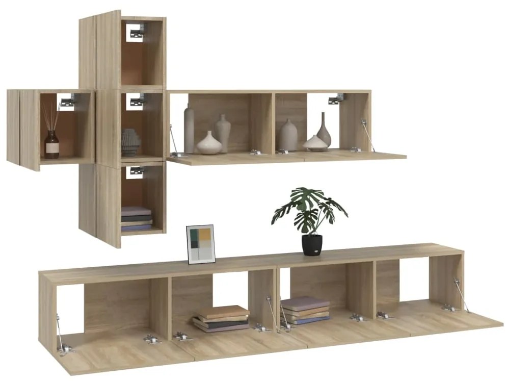 vidaXL Σετ Επίπλων Τηλεόρασης 7 Τεμαχίων Sonoma Δρυς Επεξ. Ξύλο