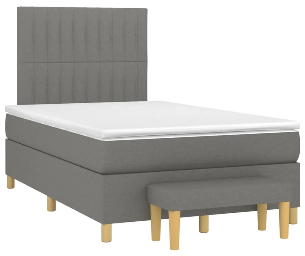 vidaXL Κρεβάτι Boxspring με Στρώμα Σκούρο Γκρι 120x190 εκ Υφασμάτινο