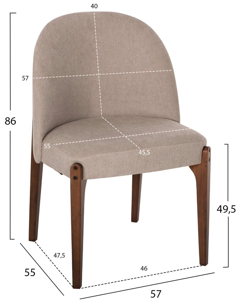 ΚΑΡΕΚΛΑ ΤΡΑΠΕΖΑΡΙΑΣ RAMMER HM9744.02 RUBBERWOOD ΣΕ ΚΑΡΥΔΙ-ΕΚΡΟΥ ΥΦΑΣΜΑ 57x55x86Υεκ. (2 Τεμμάχια)