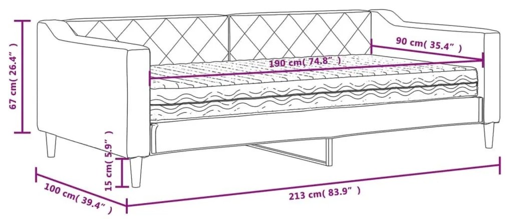 Καναπές Κρεβάτι με Στρώμα Μαύρο 90 x 190 εκ. Υφασμάτινο - Μαύρο