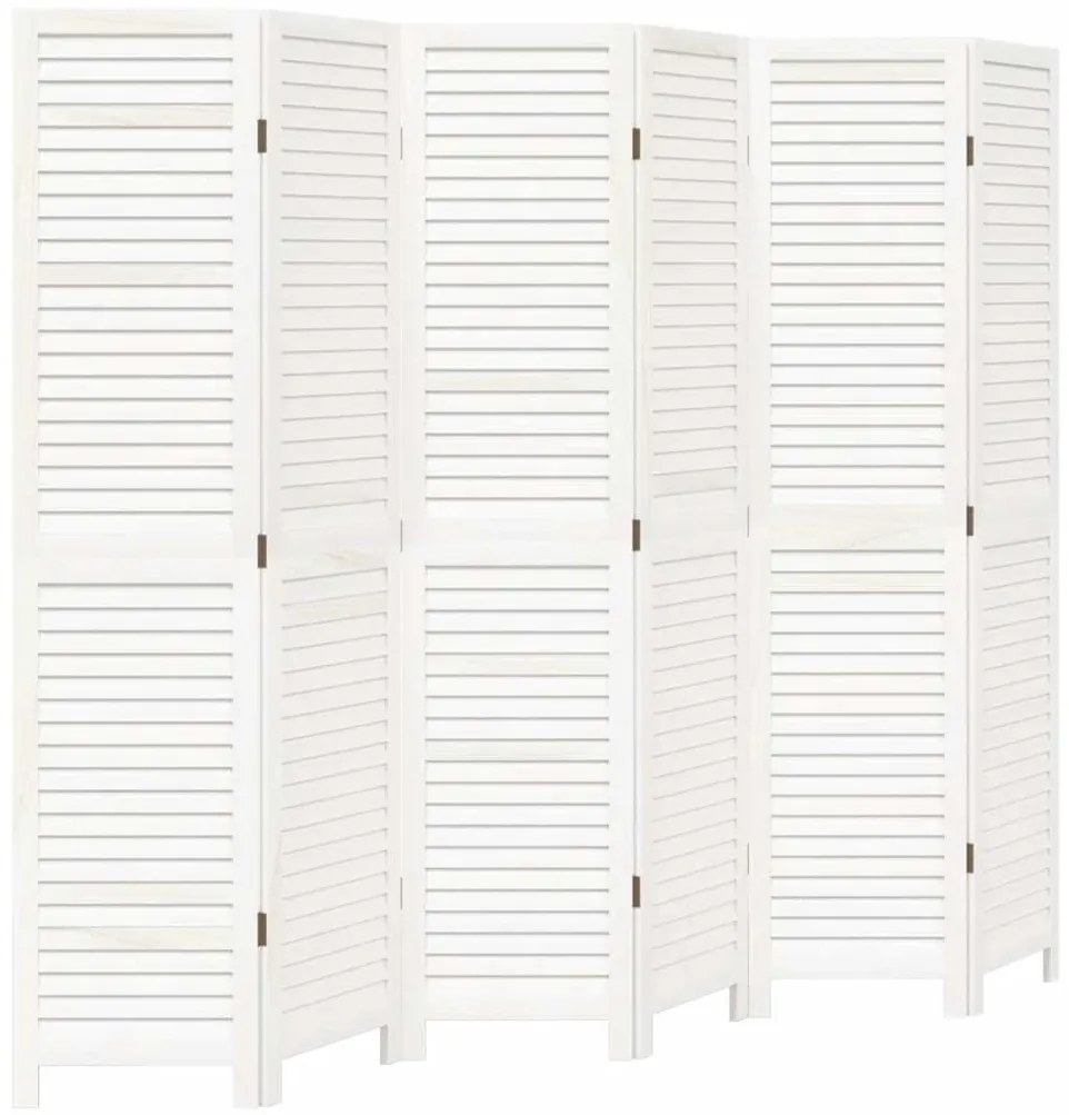 vidaXL Διαχωριστικό Χώρου με 6 Πάνελ Λευκό από Μασίφ Ξύλο Παυλώνιας