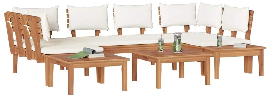 vidaXL Σετ Παγκάκι Κήπου με μαξιλάρι 4 pcs Καφέ και Κρέμα