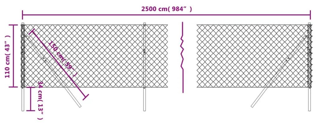 Συρματόπλεγμα Περίφραξης Πράσινο 1,1 x 25 μ. - Πράσινο