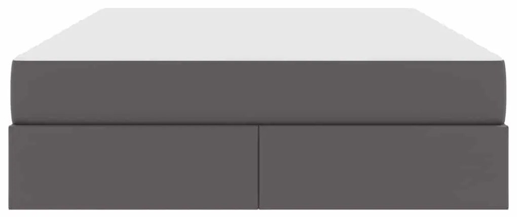 vidaXL Κρεβάτι με αποθηκευτικό χώρο και στρώμα 2 pcs Γκρι Δέρμα