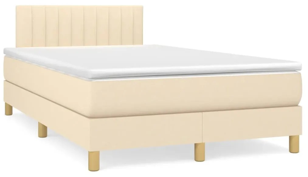 vidaXL Κρεβάτι Boxspring με Στρώμα Κρεμ 120x200 εκ. Υφασμάτινο