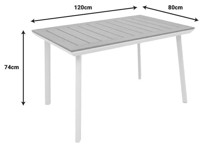 Τραπέζι Griffith λευκό αλουμίνιο και plywood σε φυσική απόχρωση 120x80x74εκ