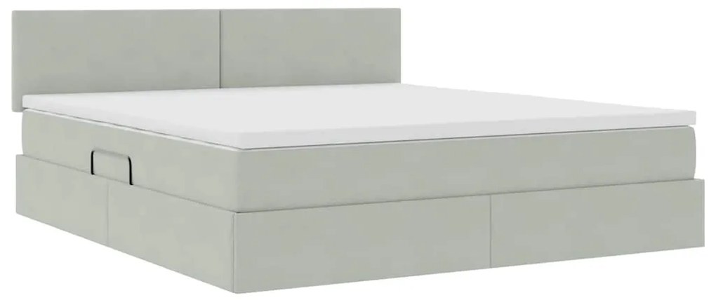 vidaXL Κρεβάτι με αποθηκευτικό χώρο και LED Ανοιχτό γκρι 180 x 200 cm