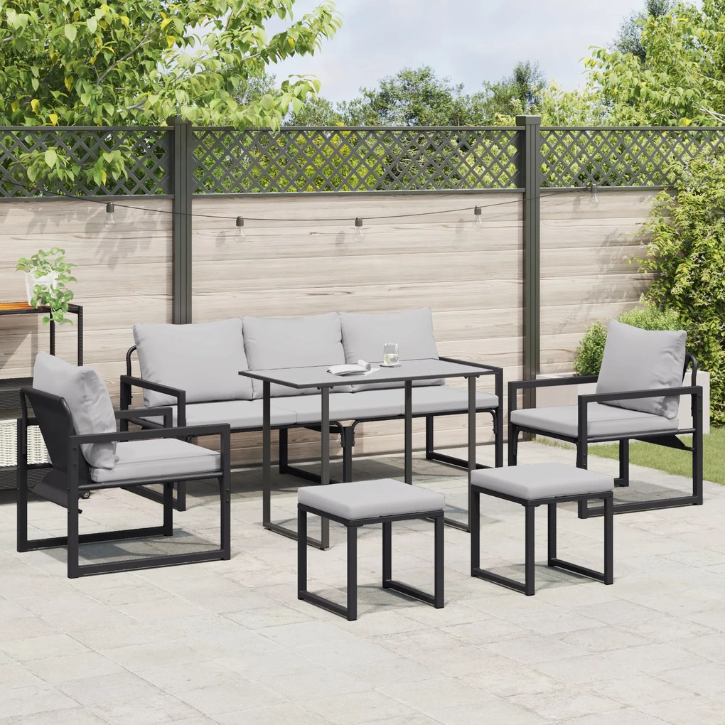 vidaXL Σετ Καναπέ Κήπου 6 pcs Μαύρο 61 x 72.5 x 71 εκ Ατσάλι
