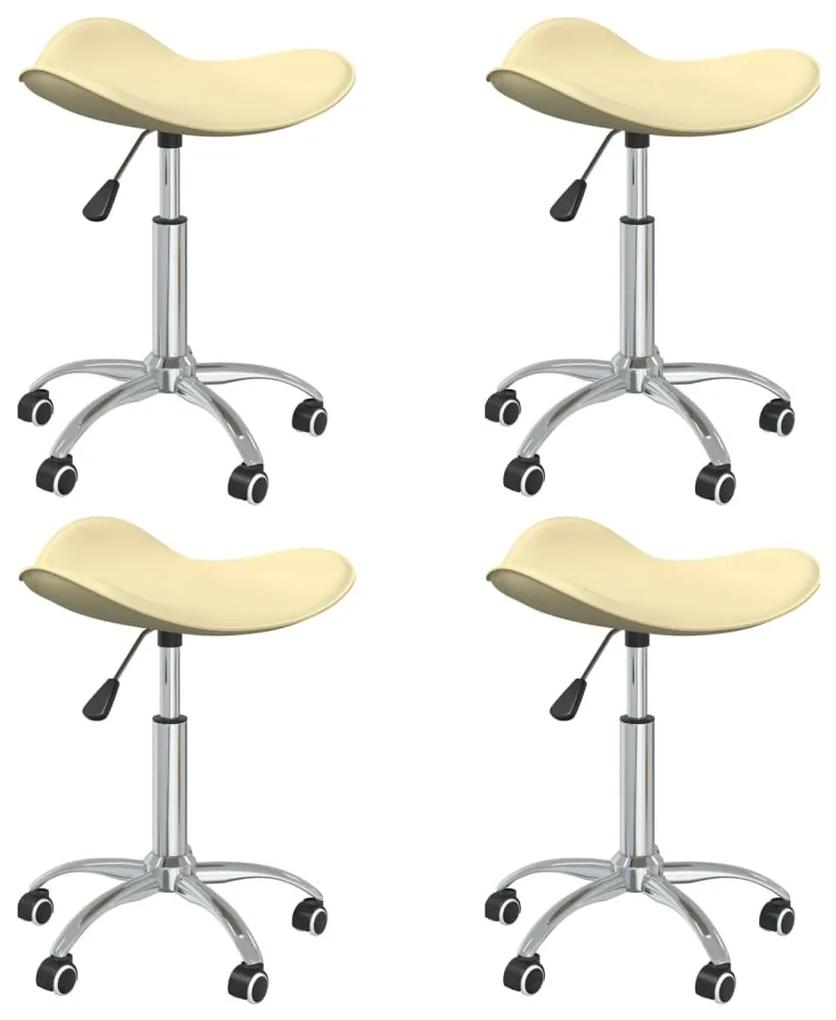 vidaXL Καρέκλες Τραπεζαρίας Περιστρεφόμενες 4 τεμ Κρεμ Συνθετικό Δέρμα