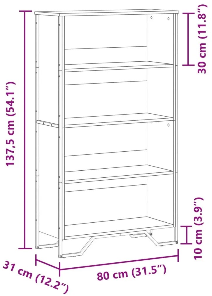 ΒΙΒΛΙΟΘΗΚΗ SONOMA ΔΡΥΣ 80X31X137,5 ΕΚ. ΑΠΟ ΕΠΕΞΕΡΓΑΣΜΕΝΟ ΞΥΛΟ 848630