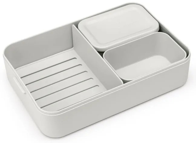 Κουτί τροφίμων Brabantia Make&Take 1006292, 2 l, Με διαχωριστικά, Στεγανό κλείσιμο, Χωρίς BPA, Ανοιχτό γκρι