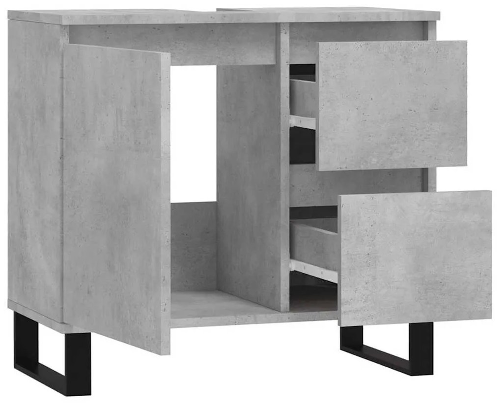 vidaXL Ντουλάπι Μπάνιου Γκρι Σκυροδέματος 65x33x60 εκ. Επεξ. Ξύλο