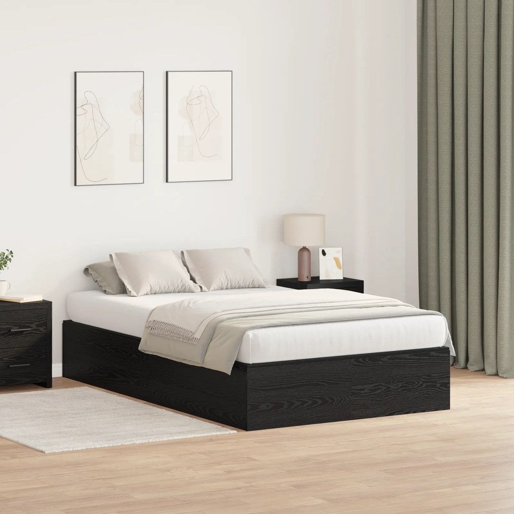 vidaXL Κρεβάτι αποθήκευσης  μαύρο δρύινο 120x190 cm