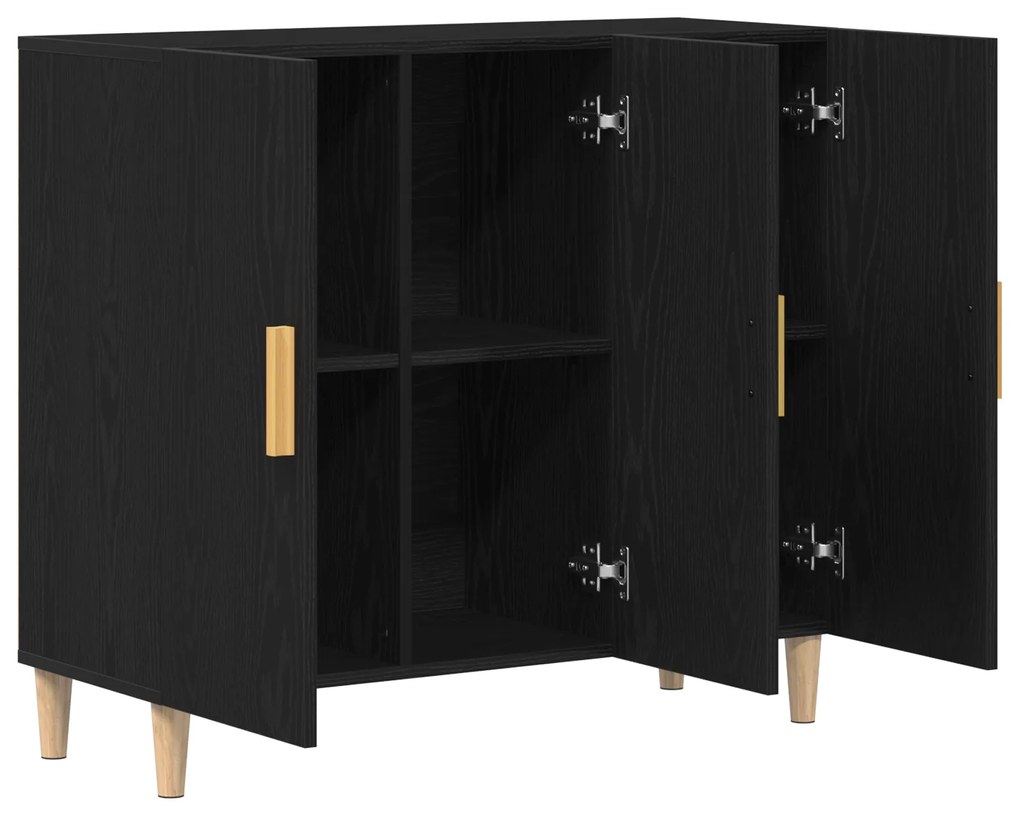 vidaXL Μπουφές Μαύρος Δρυς 90x34x80 εκ Επεξεργασμένο Ξύλο