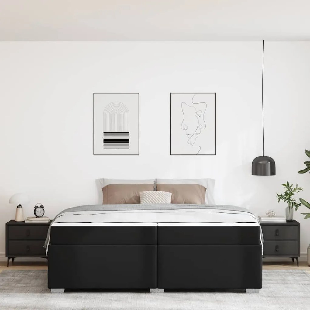 vidaXL Σκελετός Κρεβατιού με στρώμα Μαύρο 200 x 200 cm ύφασμα
