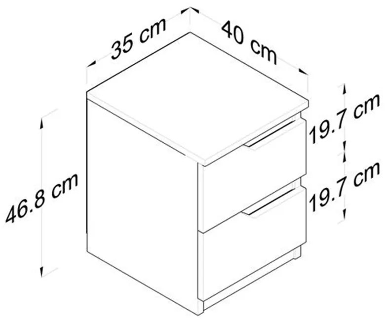 Κομοδίνο Verena pakoworld λευκό-καρυδί 35x40x47εκ - 182-000007 - 182-000007