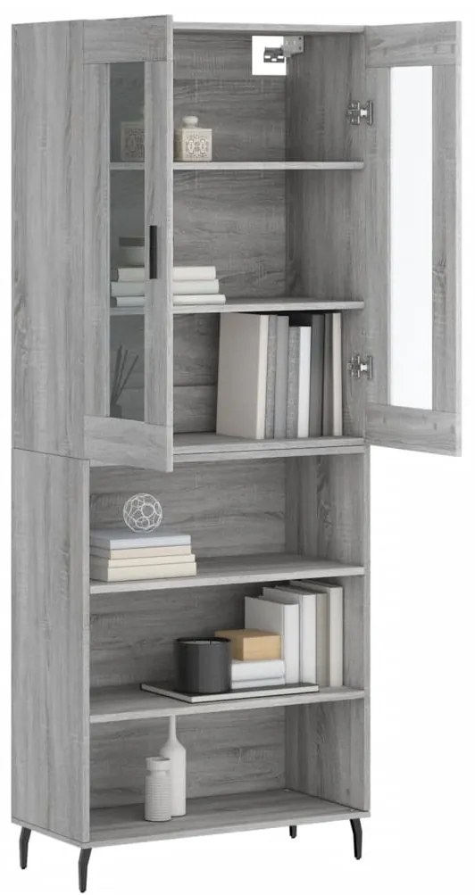 vidaXL Ντουλάπι Γκρι Sonoma 69,5 x 34 x 180 εκ. Επεξεργασμένο Ξύλο