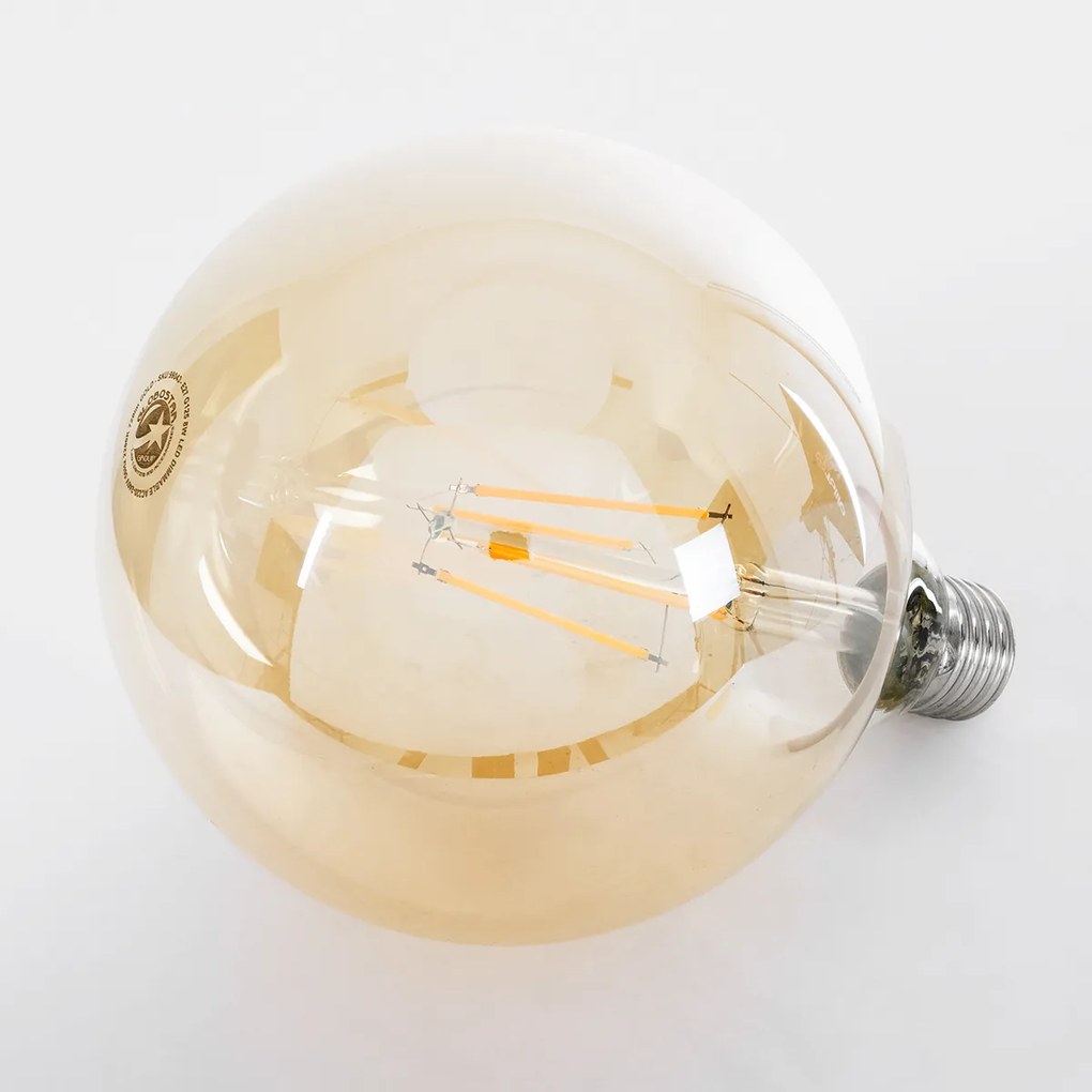 GloboStar 99043 Λάμπα LED Long Filament E27 G125 Γλόμπος 8W 720lm 360° AC 220-240V IP20 Φ12.5 x Υ18cm Ultra Θερμό Λευκό 2200 K με Μελί Γυαλί Dimmable - 3 Χρόνια Εγγύηση - 99043