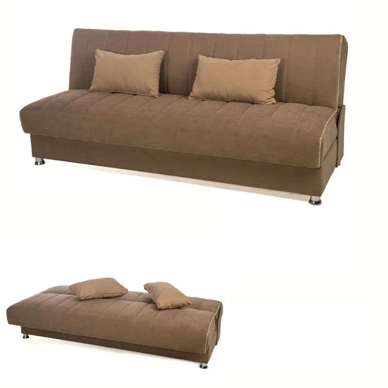 Καναπές Κρεβάτι 3Θέσιος New Leon 190x85x83cm Φ7 Καφέ Με Μπεζ Ρίγα 21/20 828-25-342 Ύφασμα