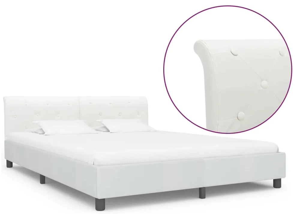 vidaXL Πλαίσιο Κρεβατιού Λευκό 180 x 200 εκ. από Συνθετικό Δέρμα