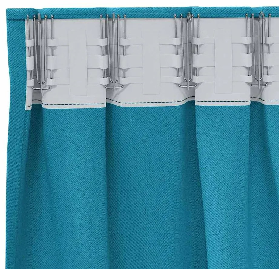 vidaXL Κουρτίνες με κουρτίνες 2 pcs Τιρκουάζ 245x140εκ. Πολυεστέρας