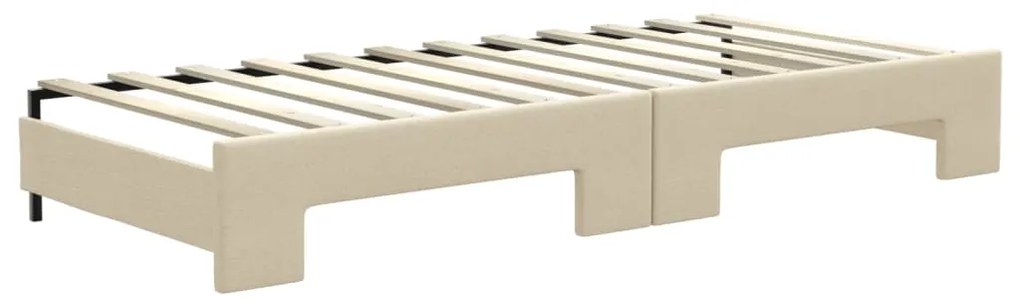 vidaXL Καναπές Κρεβάτι Συρόμενος Κρεμ 80x200 εκ Υφασμάτινος &amp; Συρτάρια