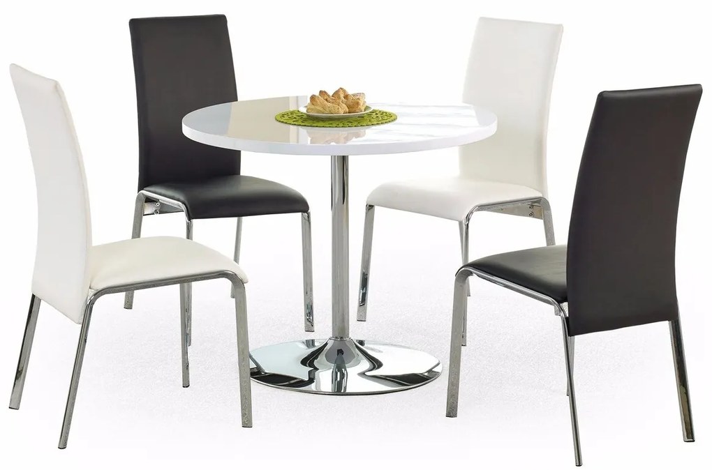 Τραπέζι Houston 121, Γυαλιστερό λευκό, 75cm, Ινοσανίδες μέσης πυκνότητας, Μέταλλο