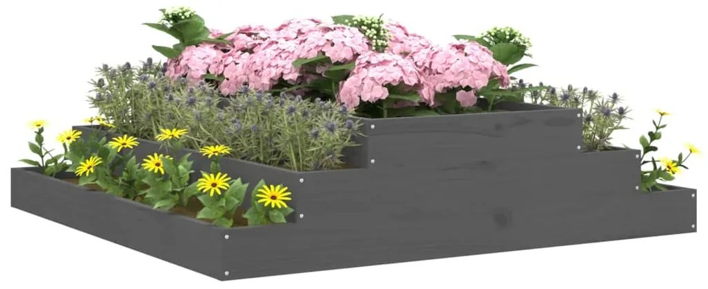 vidaXL Ζαρντινιέρα Γκρι 110 x 110 x 27 εκ. από Μασίφ Ξύλο Πεύκου