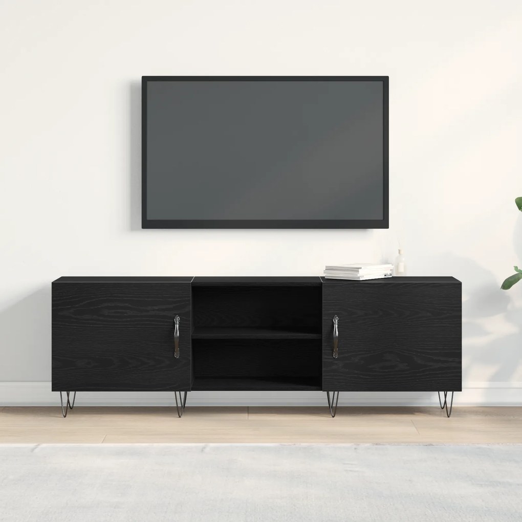 vidaXL Μονάδα τηλεόρασης Μαύρο Δρυς 150x30x50 εκ Επεξεργασμένο ξύλο