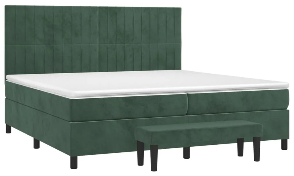 Κρεβάτι Boxspring με Στρώμα Σκούρο Πράσινο 200x200εκ. Βελούδινο 3137986