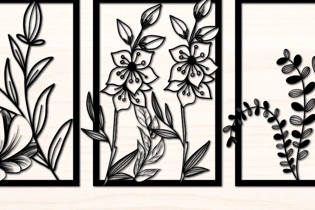 Intra απο ξύλο plywood Χρώμα wenge 3mm-4mm πάχος - Λουλούδι σε πλαίσιο Διακόσμηση τοίχου Lasercut Δίασταση 20x25 cm INTRAFABR-37387158