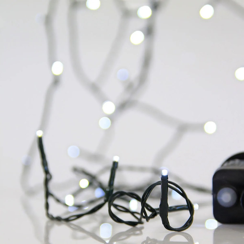 Χριστουγεννιάτικα Λαμπάκια 180 Led Σε Σειρά 11.9μ Ψυχρό Λευκό Με 8 Προγράμματα Eurolamp 600-11520