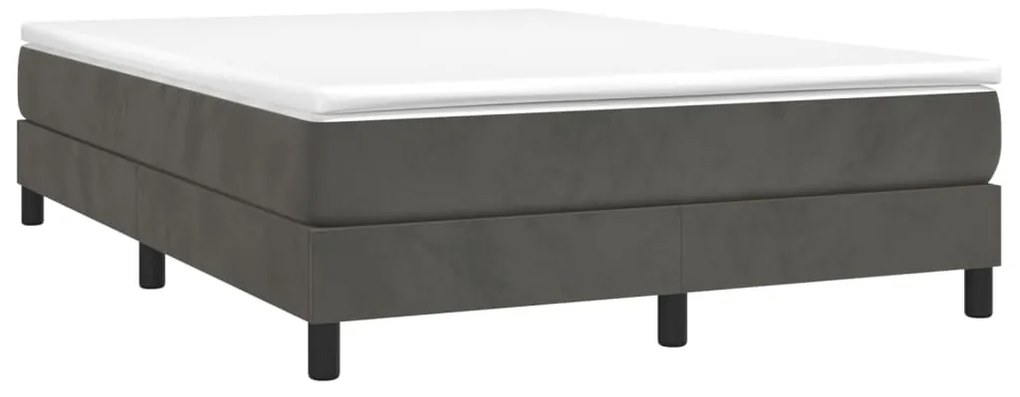 vidaXL Κρεβάτι Boxspring με Στρώμα Σκούρο Γκρι 140x190 εκ. Βελούδινο