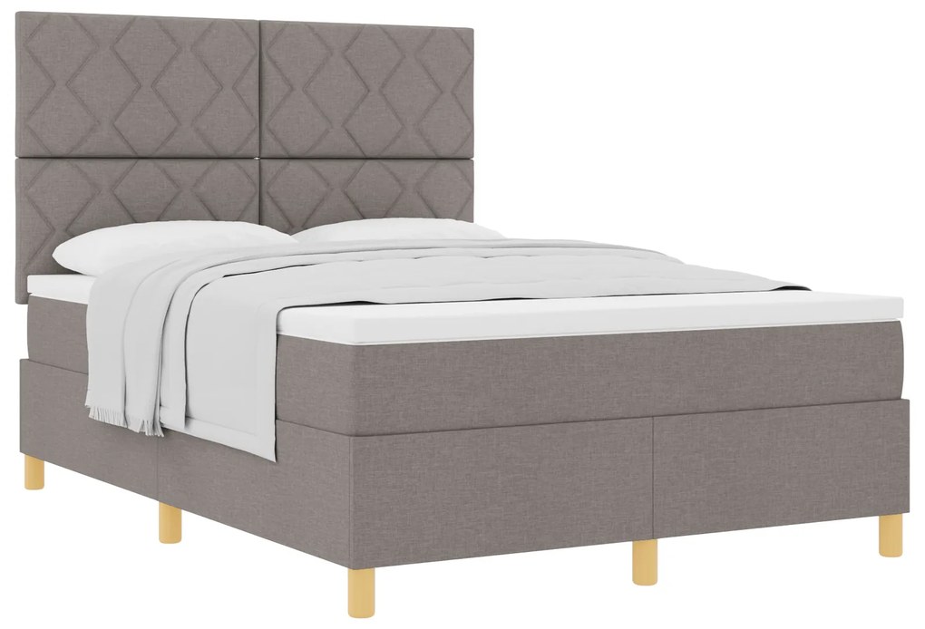 vidaXL Κρεβάτι με ελατήρια με στρώμα Taupe 140 x 190 cm ύφασμα