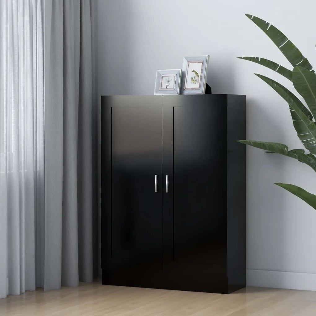 vidaXL Βιβλιοθήκη Μαύρη 82,5 x 30,5 x 115 εκ. Μοριοσανίδα