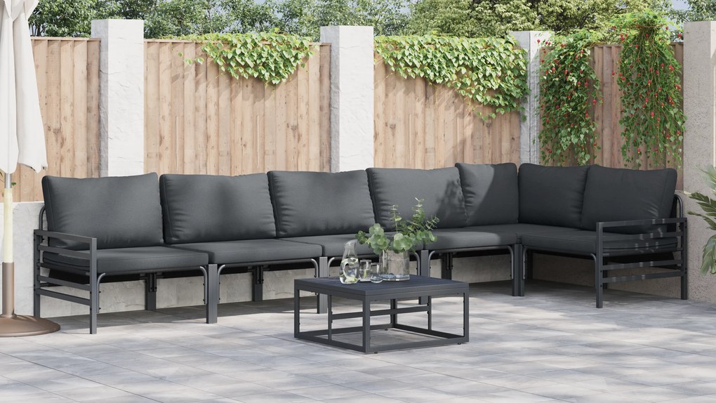 vidaXL Σετ Καναπέ Κήπου 7 pcs Ανθρακί Ατσάλι