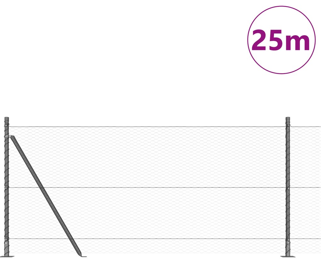 vidaXL Σετ Φράχτη Σετ των 2 Γκρι Χάλυβας με Πούδρα 25 x 1 μ Ανθεκτικό