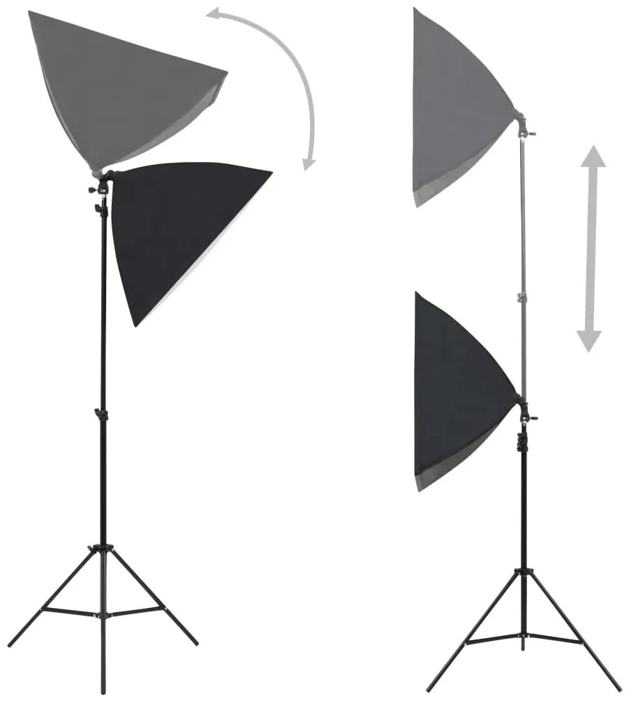 Φωτιστικά Studio Επαγγελματικά 2 τεμ. Μαύρα 40x60 εκ. Ατσάλινα - Μαύρο