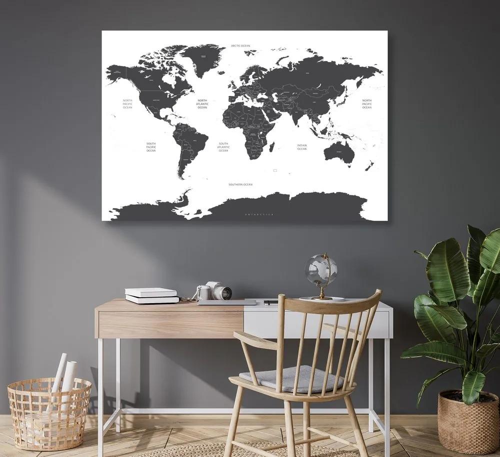Εικόνα στον παγκόσμιο χάρτη φελλού με μεμονωμένες πολιτείες σε γκρι - 90x60  smiley