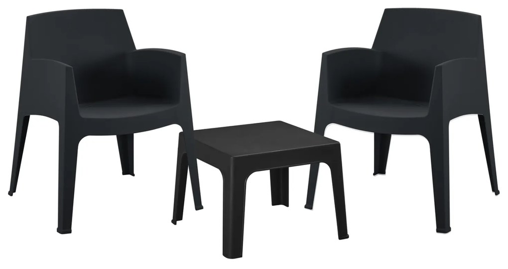 ΣΕΤ 3ΤΜΧ ΠΟΛΥΠΡΟΠΥΛΕΝΙΟΥ SLEEK HM21267.02 ΤΡΑΠΕΖΑΚΙ &amp; 2 ΠΟΛΥΘΡΟΝΕΣ-ΜΑΥΡΟ