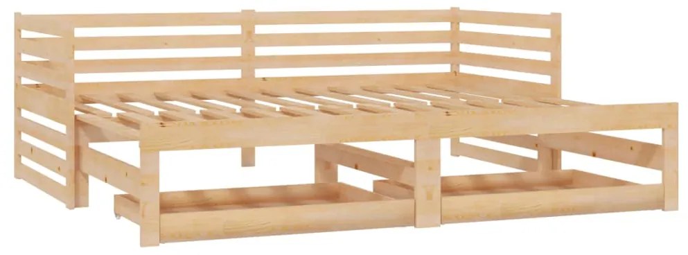 vidaXL Καναπές Κρεβάτι Συρόμενος 2x(90x200) εκ. από Μασίφ Ξύλο Πεύκου
