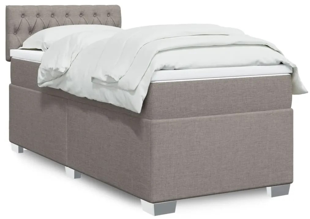 vidaXL Κρεβάτι Boxspring με Στρώμα Taupe 80x200 εκ. Υφασμάτινο