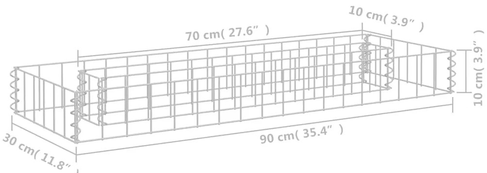 vidaXL Συρματοκιβώτιο-Γλάστρα Υπερυψωμένη 90x30x10 εκ. Γαλβ. Χάλυβας