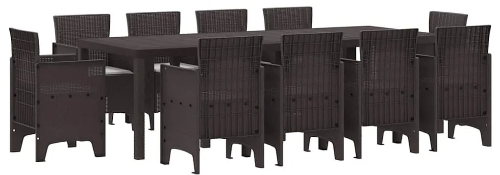 vidaXL Σέτ φαγητού για κήπο 11 pcs Καφέ Rattan Polt
