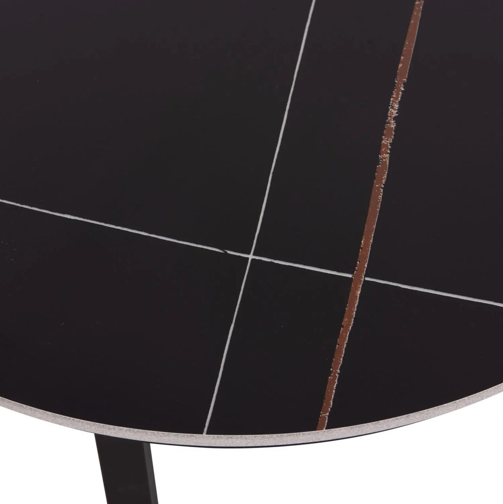 Τραπεζάκια σαλονιού TALOS Σετ 2 τμχ. Κεραμικό TOP με Όψη Μαύρου Μαρμάρου Φ70 + Φ50εκ. 70x70x45.5 εκ.