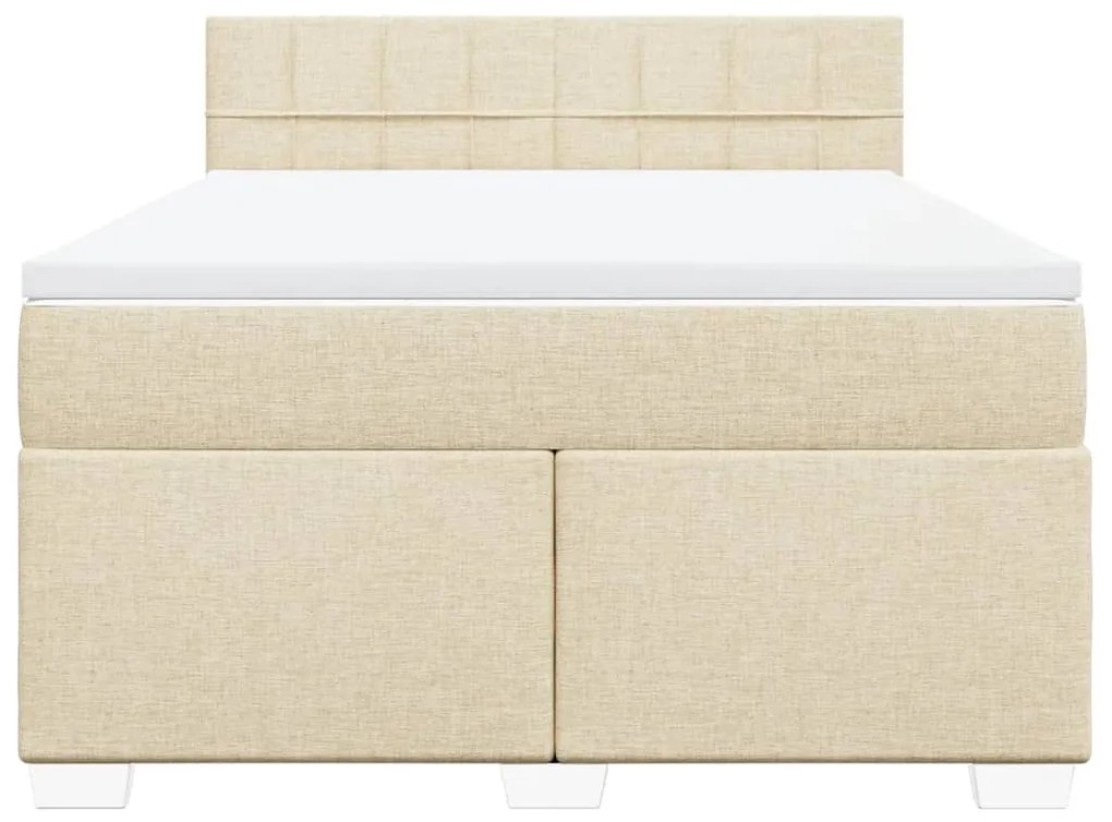 Κρεβάτι Boxspring με Στρώμα Κρεμ 140x200 εκ. Υφασμάτινο - Κρεμ